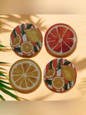 Handmade Citrus Diamond Art Coaster Set